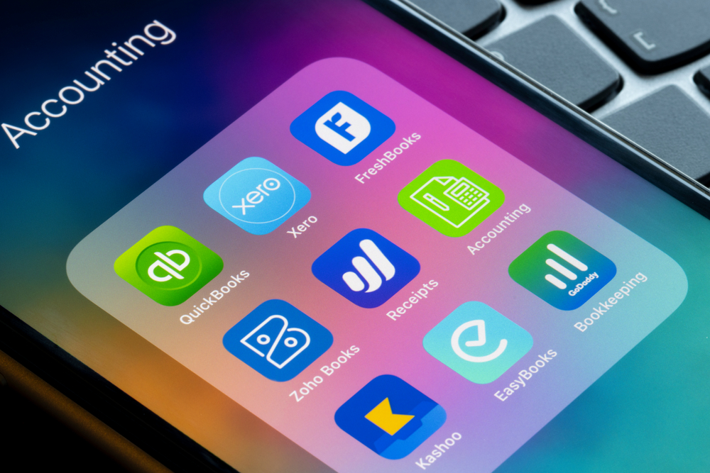 assorted accounting apps seen on mobile phone